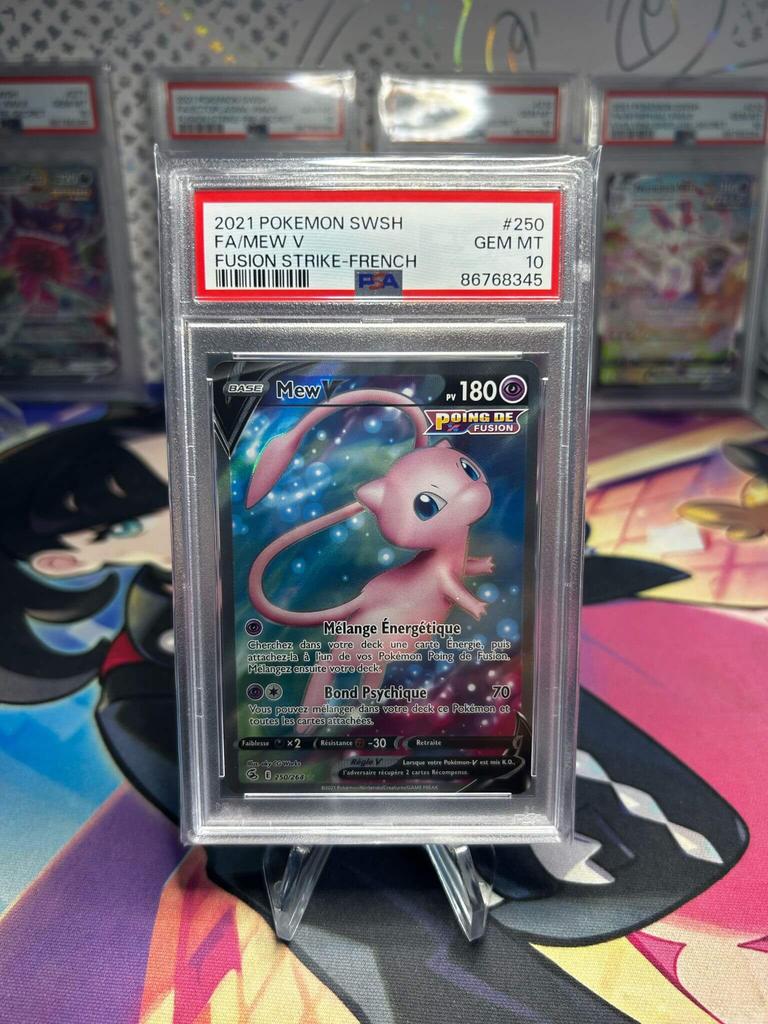 Mew V FULL ART FR PSA 10 250/264 EB08 – Carte Pokemon