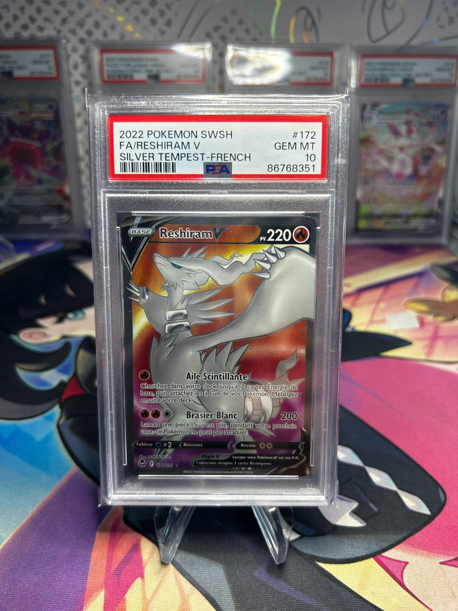 Reshiram V FA FR PSA 10 172/195 EB12 – Carte Pokemon