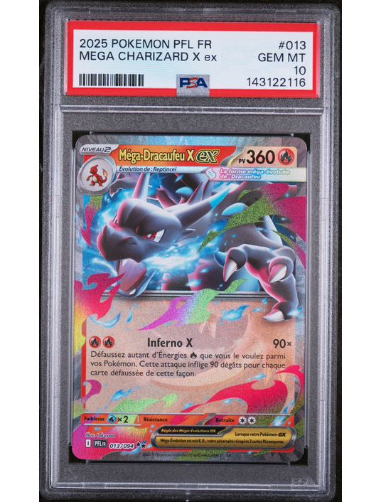 Méga-Dracaufeu X EX ME2 013 FR PSA 10 – Carte Pokémon