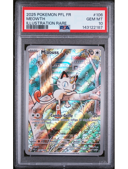 Miaouss ME2 106 FR PSA 10 – Carte Pokémon